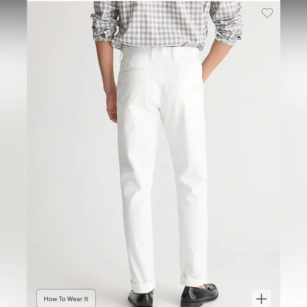 NWT J.Crew Men’s 770 Straight Fit Stretch‎ Chino Pant in White Summer Vacation